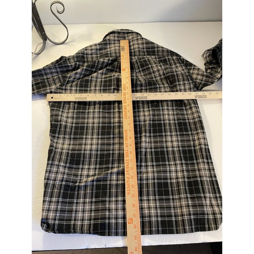 Brooks Brothers Red Fleece XL Black Gray Plaid L/S Button Up Flannel Shirt - Picture 3 of 8